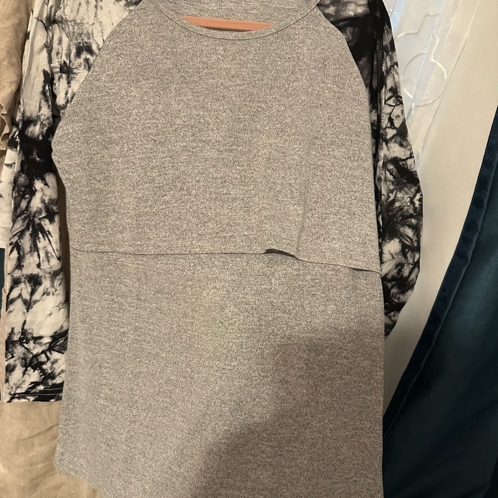 Gray and Black Tie-Dye Women's Blouse